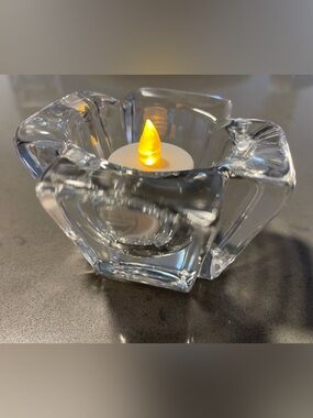 Vintage Orrefors Sweden Crystal Votive Candle Holder Max Cross Anna Ehrner EUC